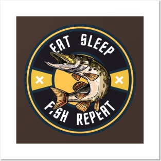 EAT SLEEP FISH REPEAT - FISHING T-SHIRT Posters and Art